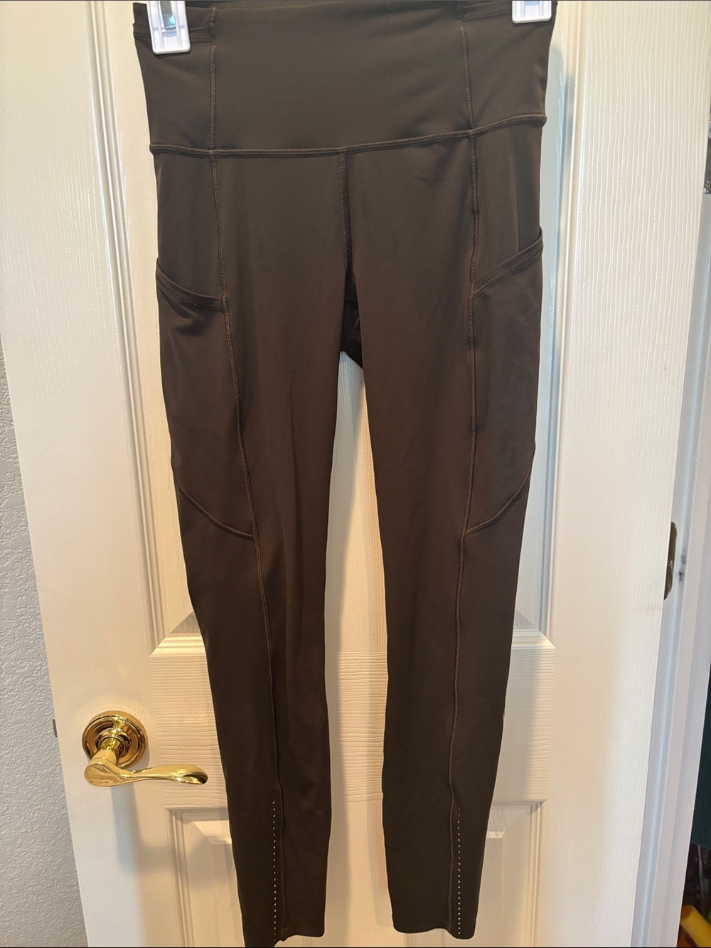 Lululemon Fast and Free Crop II 19” Nulux Leggings Reflective Dark Olive size 4